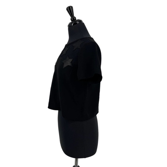 Design Lab Women's Black Star Mesh Short Sleeve Cropped Top Size XS NWOT - Picture 4 of 10